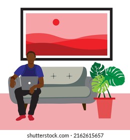 Man or Boy working from home or studying