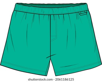 MAN AND BOYS SWIM SHORTS  KNICKER BEACH AND CASUAL WEAR VECTOR ILLUSTRATION SKETCH