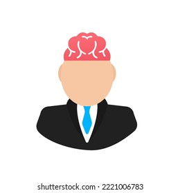 Man and brain icon. Vector illustration