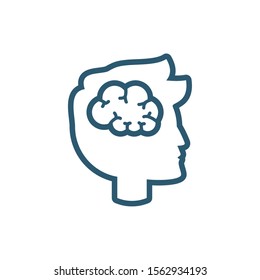 man brain research line style icon vector illustration