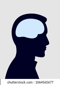 man and brain silhouette