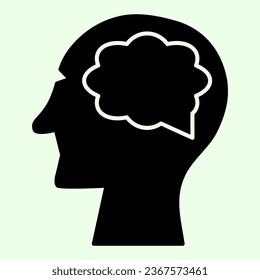 Man brain solid icon. Human head thinking a new idea glyph style pictogram on white background. Science and health signs for mobile concept and web design. Vector graphics