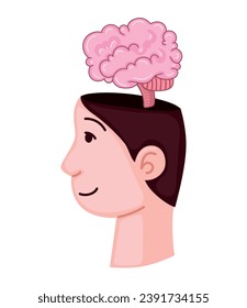 man with brain think illustration isolated