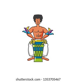 man brazilian dancer with drum bongo