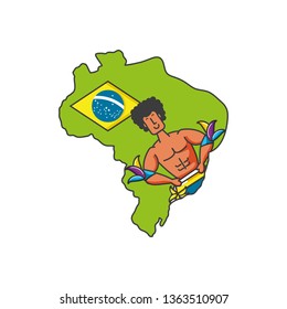 man brazilian dancer with map of brazil