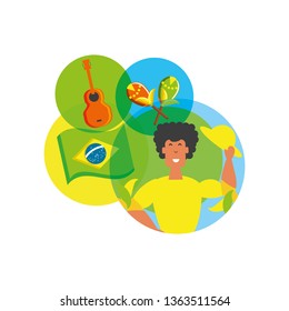 man brazilian dancer with set icons