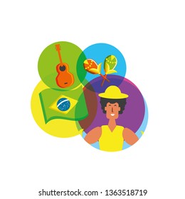 man brazilian dancer with set icons