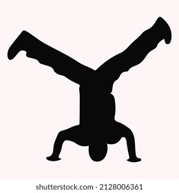  man breakdancing silhouette vector art