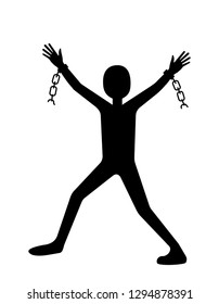 man breaking chains, liberation concept 