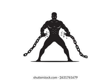 Homem quebrando cadeias Silhueta Arte - Silhueta Homem quebrando cadeias no conceito de liberdade