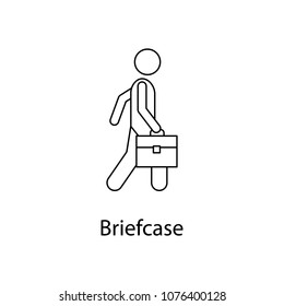 man with brief case illustration. Element of a person carries for mobile concept and web apps. Thin line man with brief case illustration can be used for web and mobile on white background