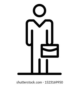 Man with briefcase icon. Outline man with briefcase vector icon for web design isolated on white background