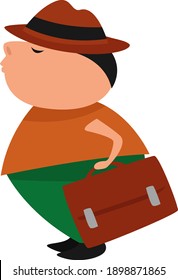 Man with a briefcase, illustration, vector on a white background.