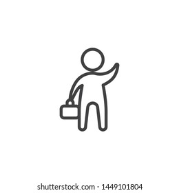 Man with briefcase line icon. linear style sign for mobile concept and web design. Person with case outline vector icon. Symbol, logo illustration. Vector graphics