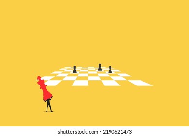 man bring chess king to play game. concept of business strategy and win competition