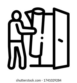 man bringing carpet to apartment icon vector. man bringing carpet to apartment sign. isolated contour symbol illustration