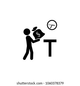 a man brings in time money icon. Element of time managment illustration. Premium quality graphic design icon. Signs and symbols collection icon for websites, web design, mobile app on white background