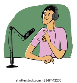 Man broadcasting. Vector illustration eps 10 on white background