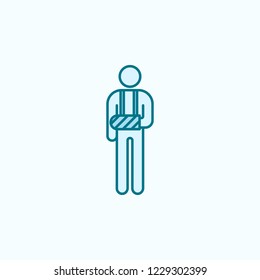 a man with a broken arm 2 colored line icon. Simple colored element illustration. a man with a broken arm outline symbol design from disabled set