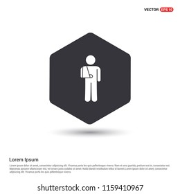Man with broken arm in bandage icon Hexa White Background icon template - Free vector icon