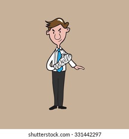 Man with broken arm in cast