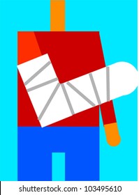 Man with a broken arm, his arm in a cast