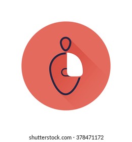 Man with broken arm icon on the red circle. Traumatology concept. Isolated on the white background. Flat style trendy modern vector illustration