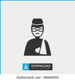 man with broken arm icon. Simple filled man with broken arm icon. On white background.