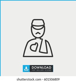 man with broken arm icon. simple outline man with broken arm vector icon. on white background.