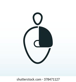Man with broken arm line icon. Traumatology concept. Isolated on white with navy gradient background. Flat style trendy modern vector illustration