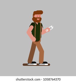 Man with a broken glass bottle