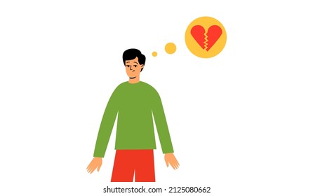 A man with a broken heart. Sad young guy, upset feelings