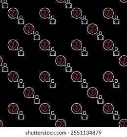 Man and Broken Heart in Speech Bubble vector Sadness and Heartache concept seamless pattern in outline style