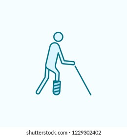 a man with a broken leg 2 colored line icon. Simple colored element illustration. a man with a broken leg outline symbol design from disabled set