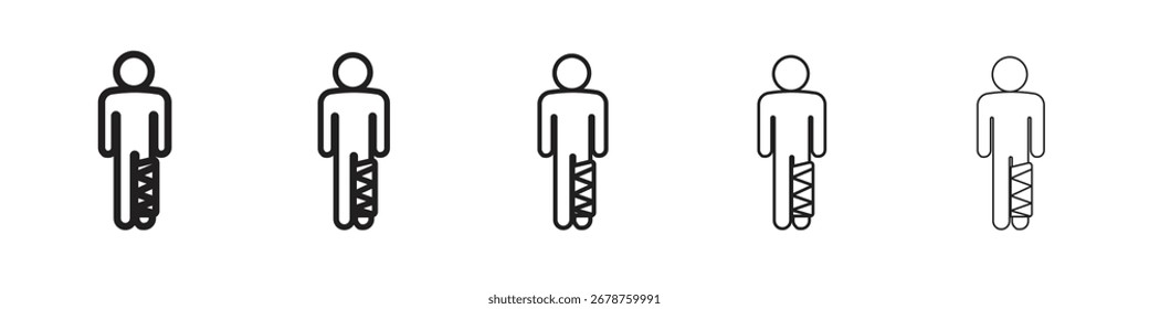 Hombre con el diseño roto del icono de la pierna, logotipo, App, UI. Ilustración vectorial, EPS