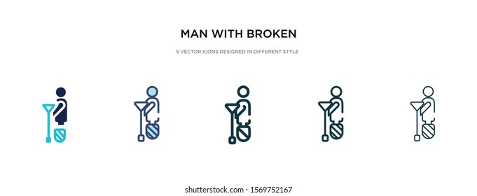 man with broken leg icon in different style vector illustration. two colored and black man with broken leg vector icons designed in filled, outline, line and stroke style can be used for web,