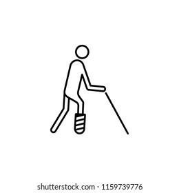 a man with a broken leg icon. Element of disabled icon for mobile concept and web apps. Thin line a man with a broken leg icon can be used for web and mobile