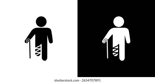Hombre con la pierna rota icono de un Vector de estilo plano
