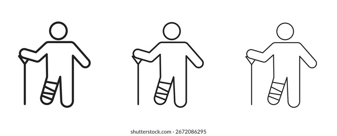 Homem com ícone de perna quebrada. Ilustração de elemento simples. Pode ser usado para web e celular.