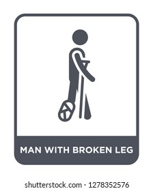 man with broken leg icon vector on white background, man with broken leg trendy filled icons from Behavior collection, man with broken leg vector illustration