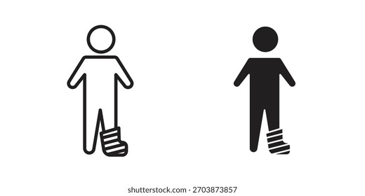 Man with broken leg icon for web design, mobile apps