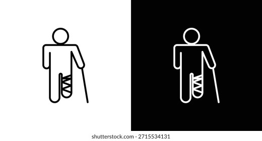 Homem com ícones de perna quebrados para elementos de interface do usuário. Ilustração vetorial de alta qualidade.