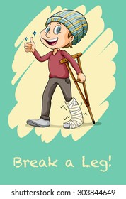 Man with broken leg illustration