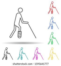 a man with a broken leg multi color style icon. Simple thin line, outline vector of disabled icons for ui and ux, website or mobile application