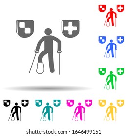 a man with a broken leg multi color style icon. Simple glyph, flat vector of insurance icons for ui and ux, website or mobile application