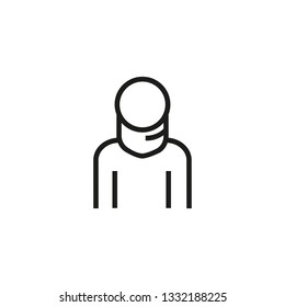 Man with broken neck line icon. Sore throat, flu, accident. Orthopedics concept. Can be used for topics like health, traumatology, medicine