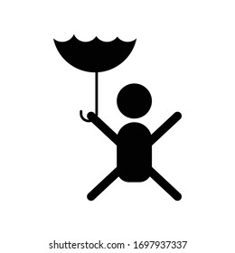 Man with a broken umbrella sign