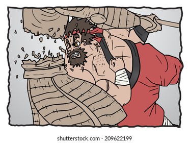 Man broken wall