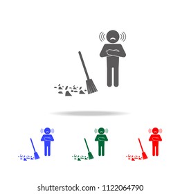 man with a broom icon. Elements of psychological disorder in multi colored icons. Premium quality graphic design icon. Simple icon for websites, web design, mobile app on white background