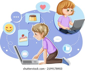 A man browsing social media illustration